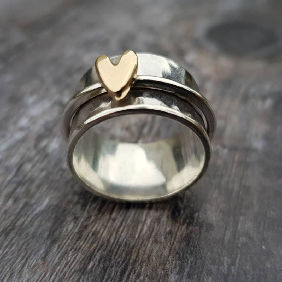 Mely – Bague en argent à cœur doré