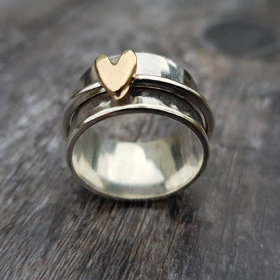 Mely – Bague en argent à cœur doré