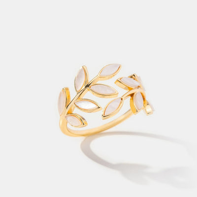 Serene – Bague feuille dorée